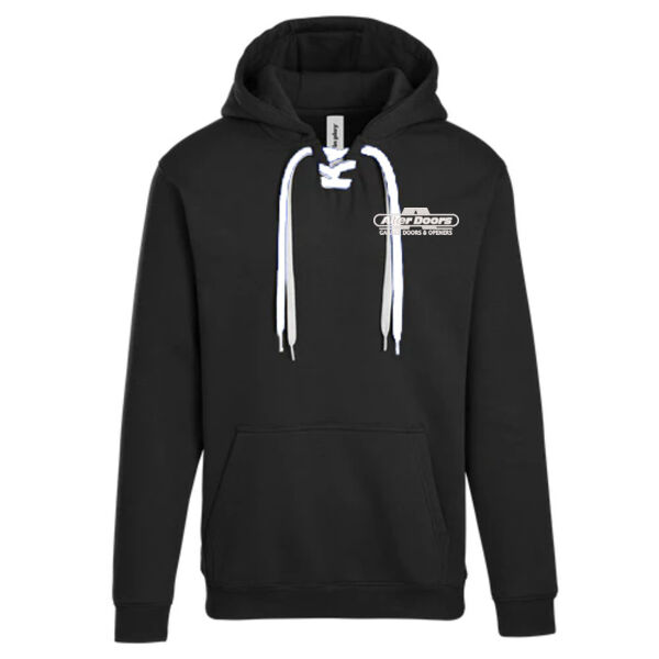 Adult Lace Up Hooded Sweatshirt  - Embroidered Logo Thumbnail