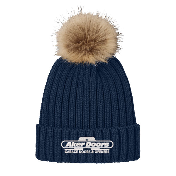 Port Authority Faux Fur Pom Beanie - Embroidered Logo Thumbnail